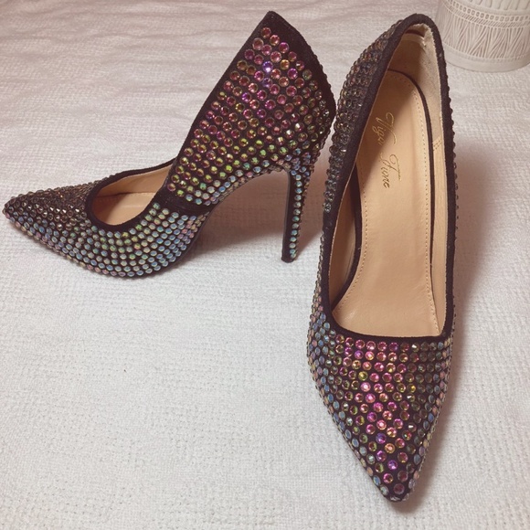 Black Stilettos with Rhinestones for the Holidays, yes please - Picture 1 of 3
